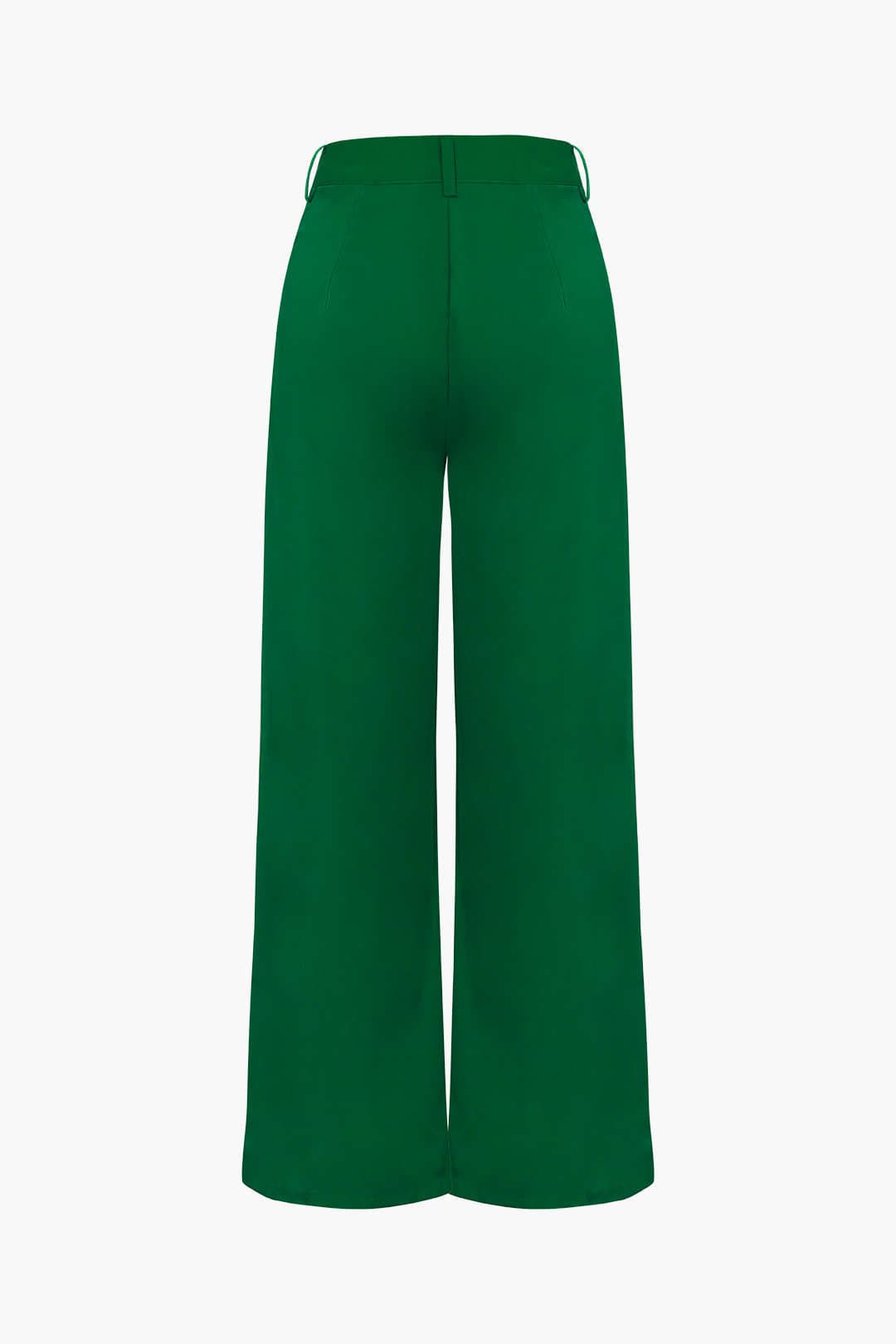 Moon 45 GREEN / XXS Essential Wide Leg Suit Pants