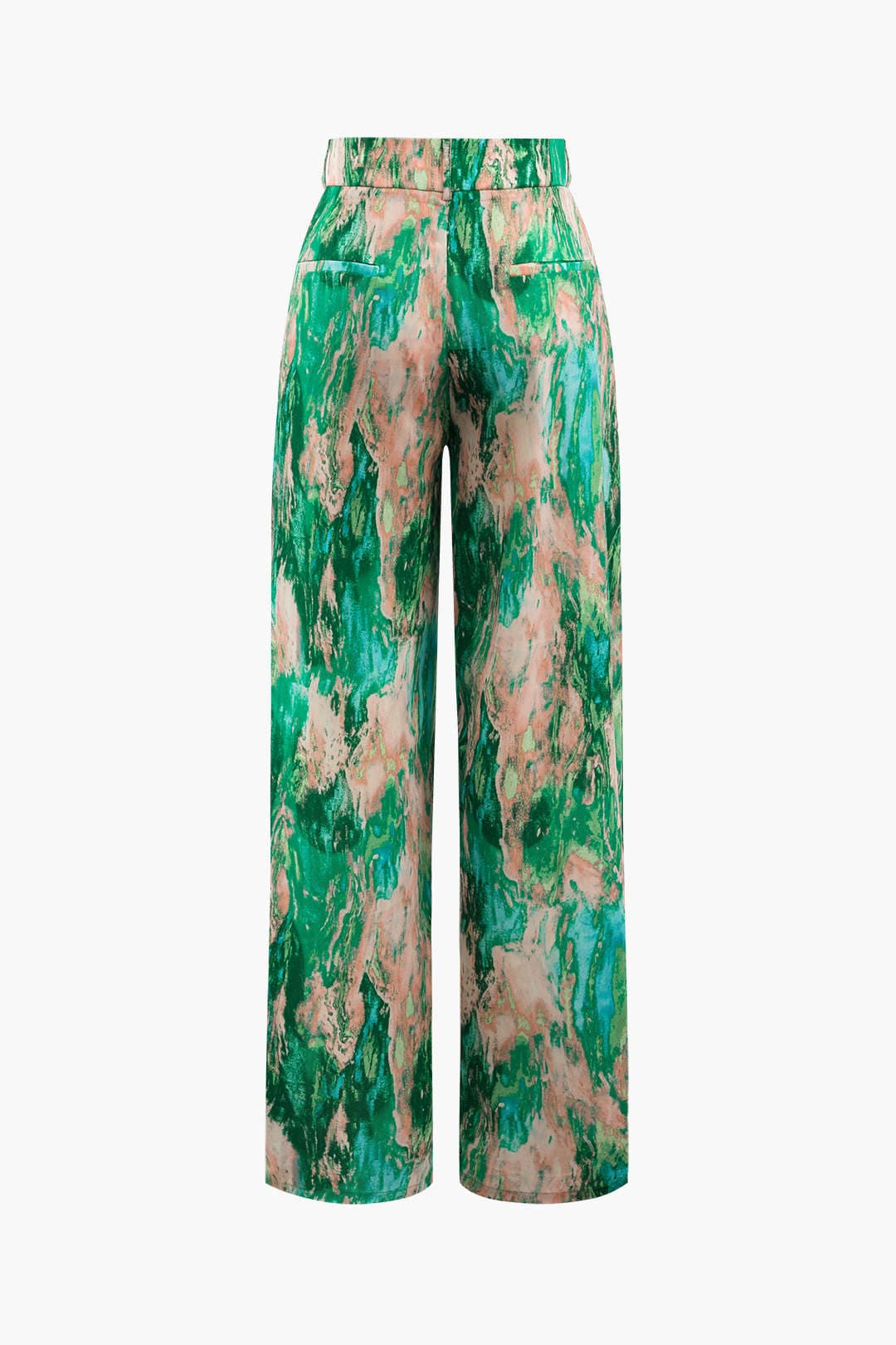 Moon 45 GREEN / XXS Marble Print High-Waisted Pants