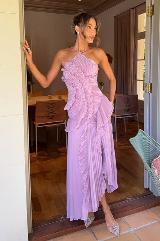 Moon 45 Halter Neck Ruffle Dress