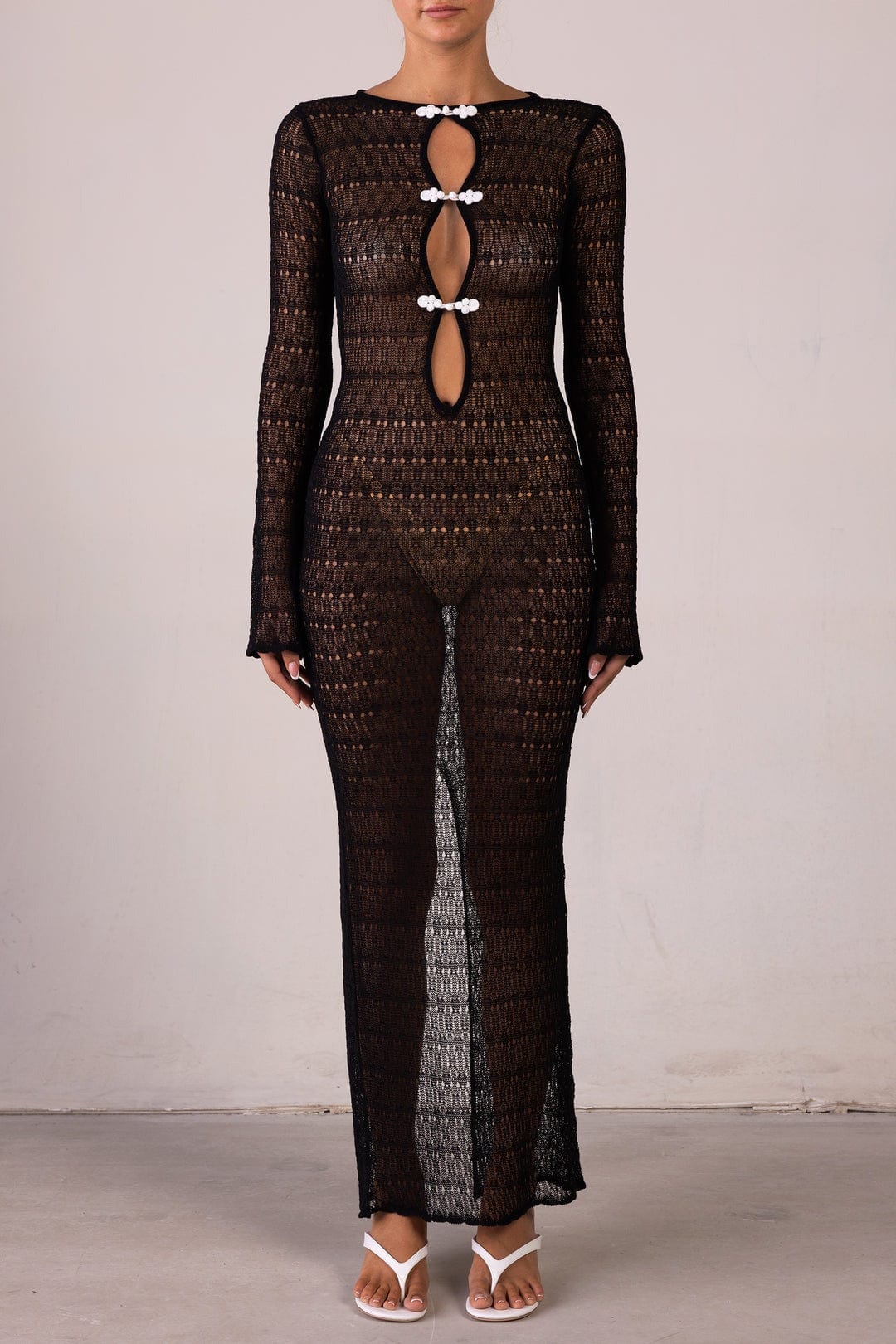 Moon 45 Hollow Out See-Through Knit Cover-Up Dress