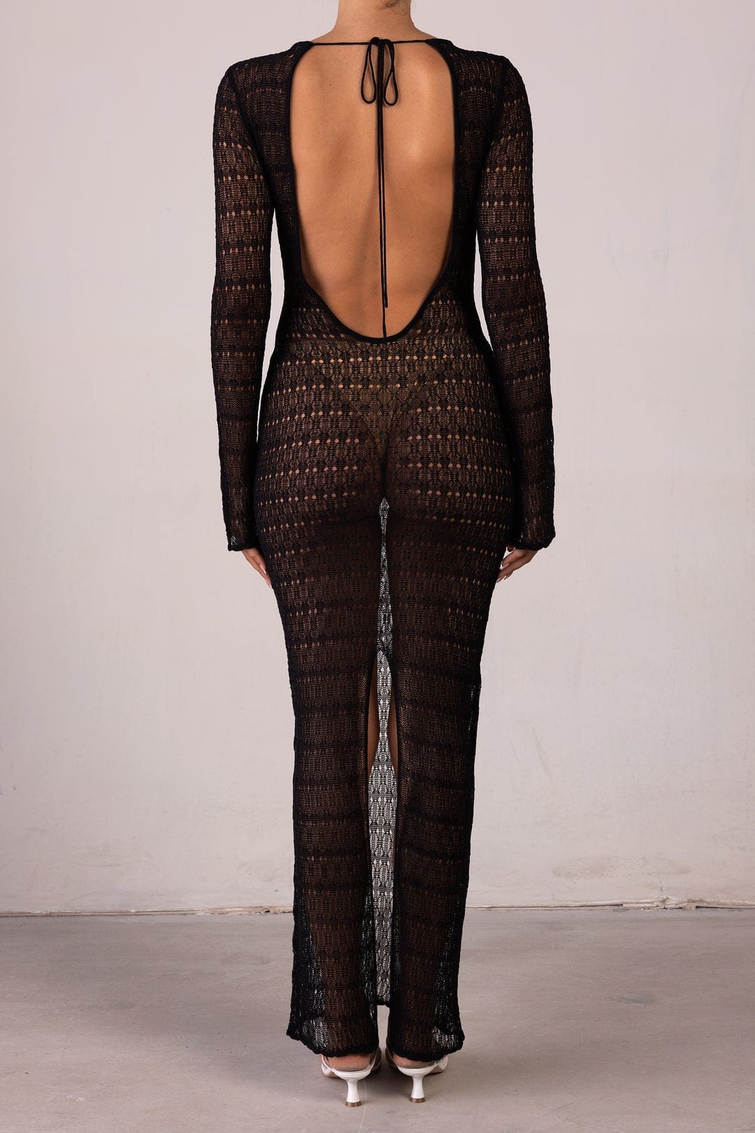 Moon 45 Hollow Out See-Through Knit Cover-Up Dress