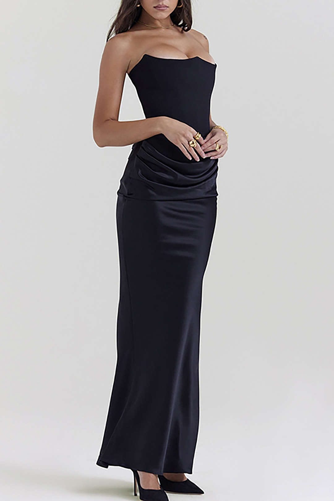 Moon 45 Layer Strapless Mermaid Maxi Dress