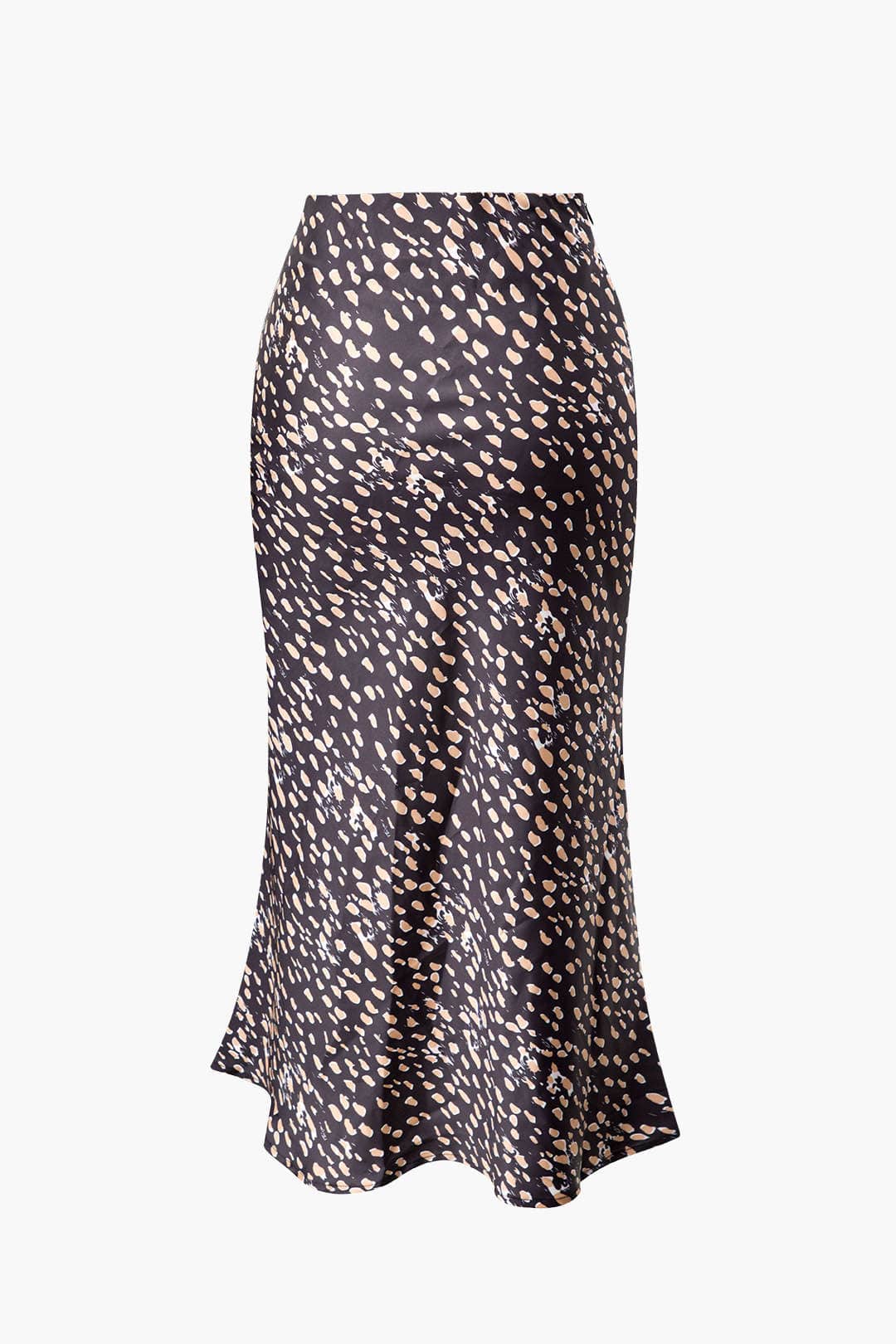 Moon 45 Leopard Drawstring Slit Skirt