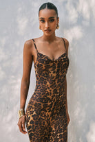 Moon 45 Leopard Print Draped Maxi Dress