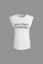 Moon 45 Letter Print Sleeveless T-shirt