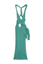 Moon 45 Light Blue / XS Backless Cable Knit Beach Maxi Dress