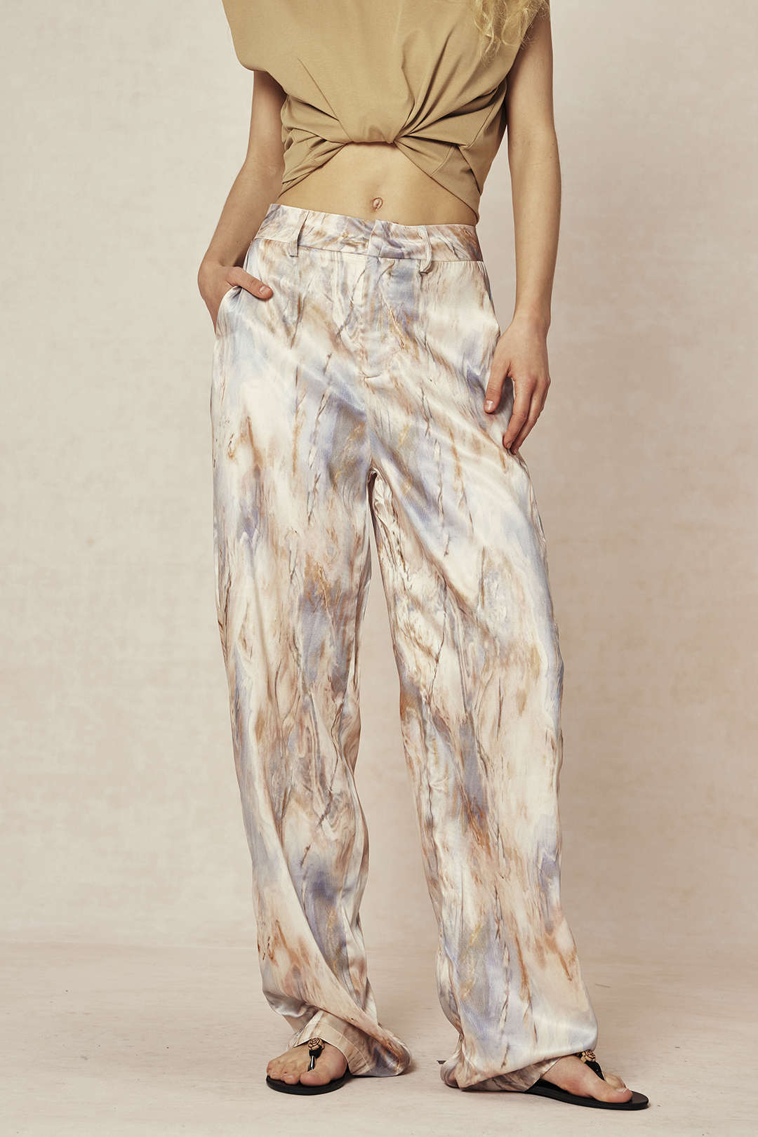 Moon 45 Marble Print High-Waisted Pants