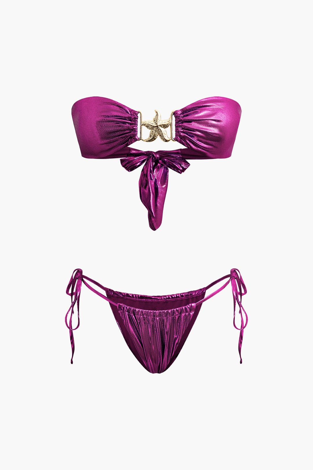 Moon 45 MEDIUMVIOLETRED / XS Starfish Knot Ruched Bikini Set