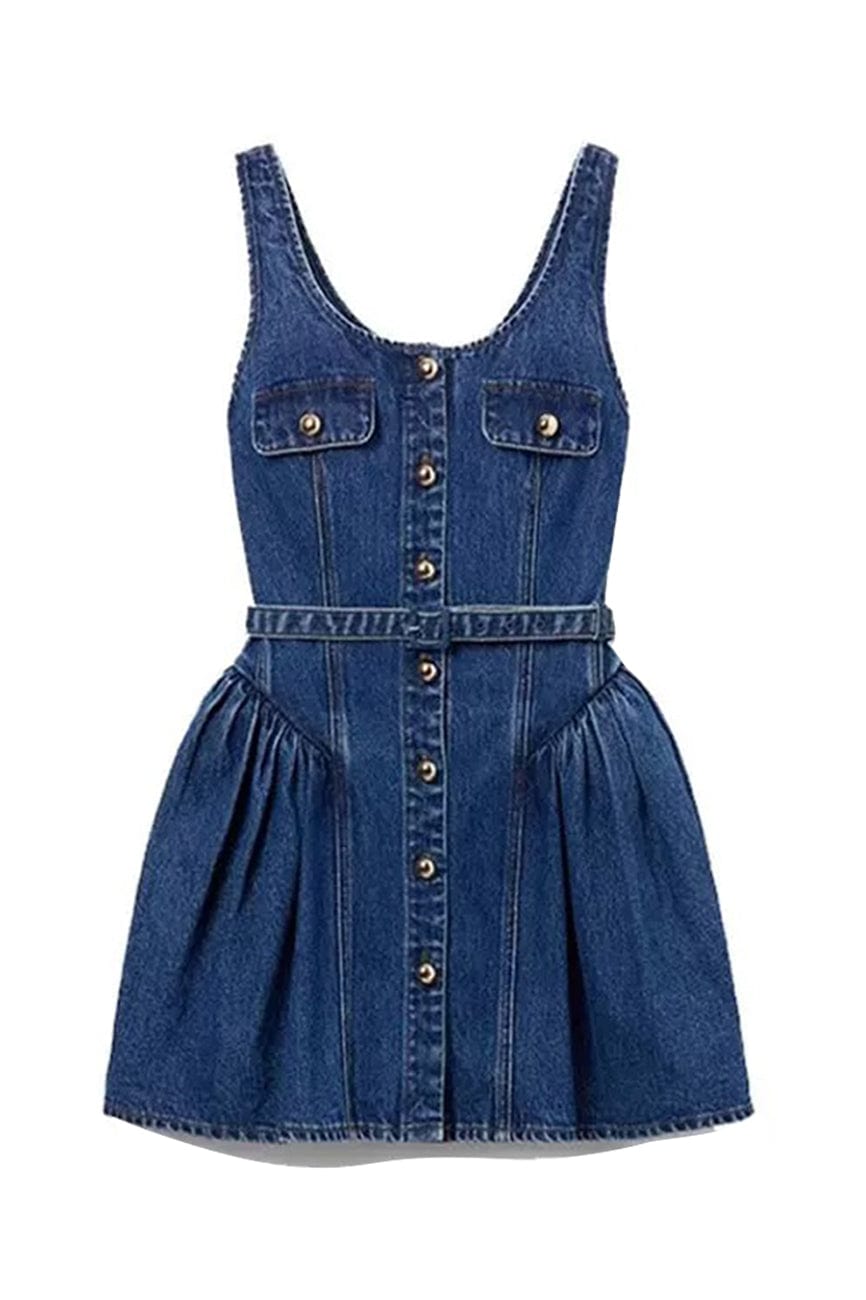 Moon 45 Metal Buckle Denim Mini Skirt