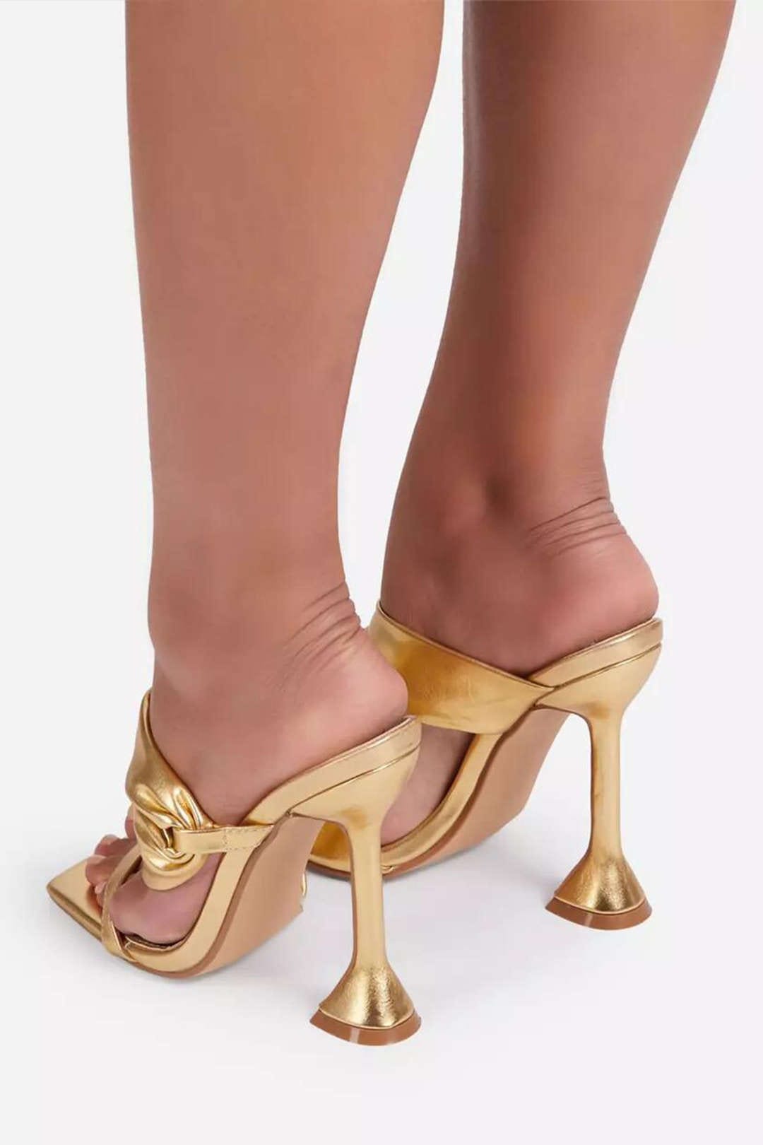 Moon 45 Metallic Ruched Square-toe High Heels Sandals