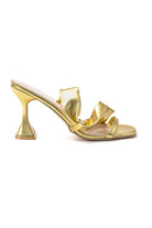 Moon 45 Metallic Ruched Square-toe High Heels Sandals