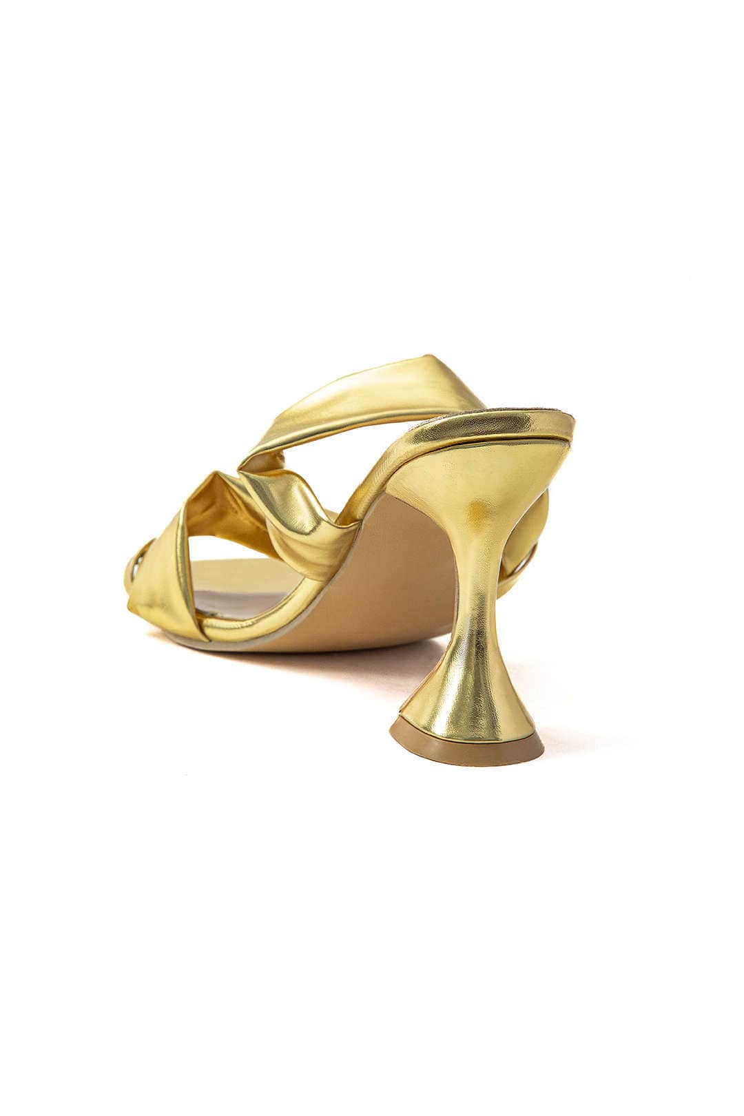 Moon 45 Metallic Ruched Square-toe High Heels Sandals