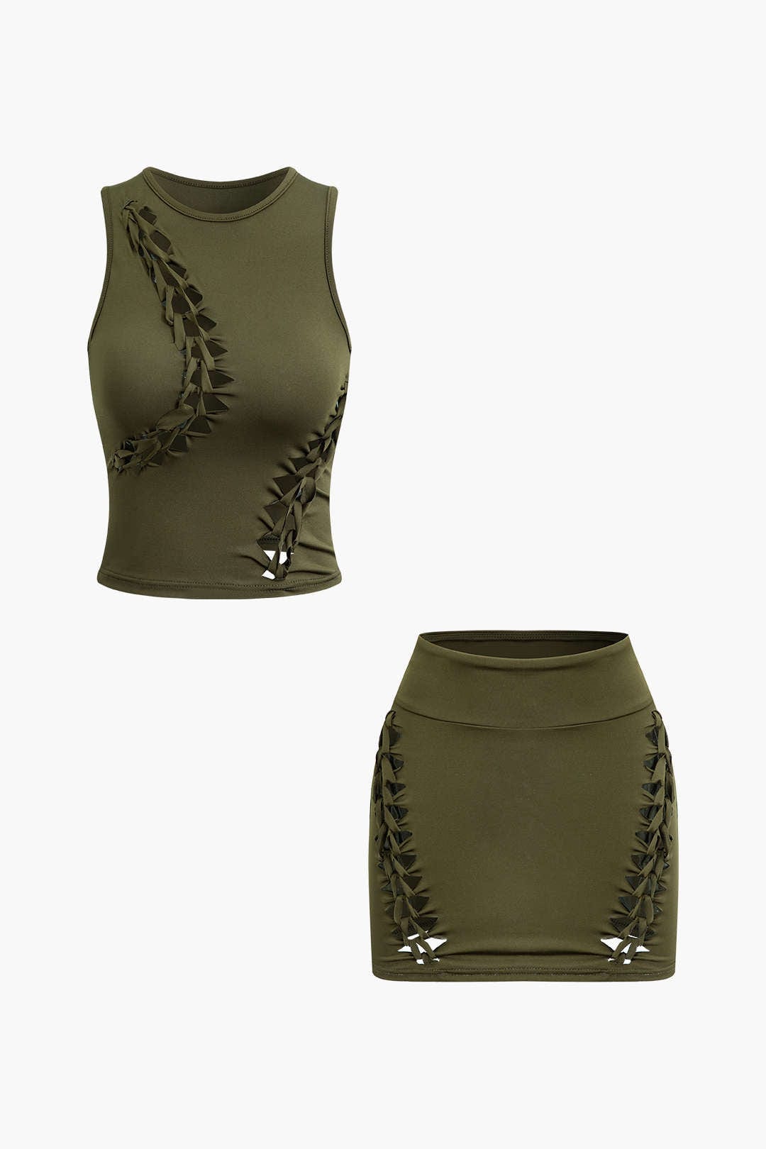 Moon 45 MILITARY / XS Braided Cut Out Tank & Skirt Set