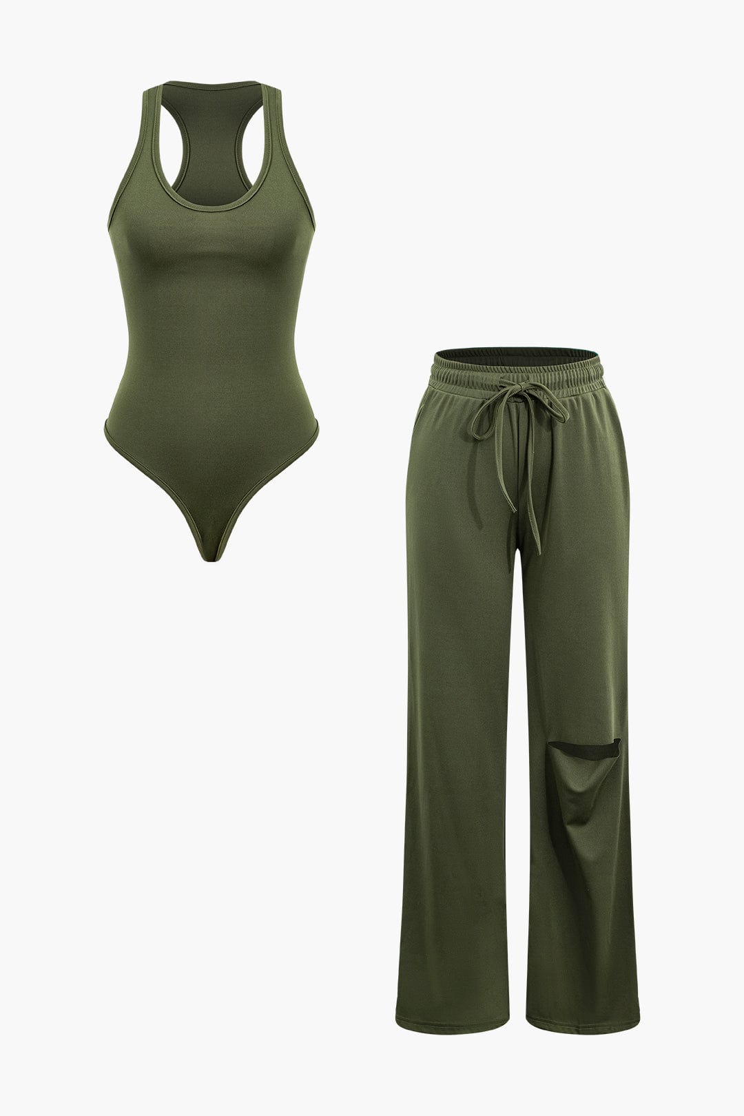 Moon 45 MILITARY / XS Effortless Style Bodysuit & Pants Set