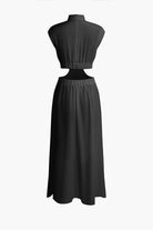 Moon 45 Mock Neck Cut Out Pleated Maxi Dress