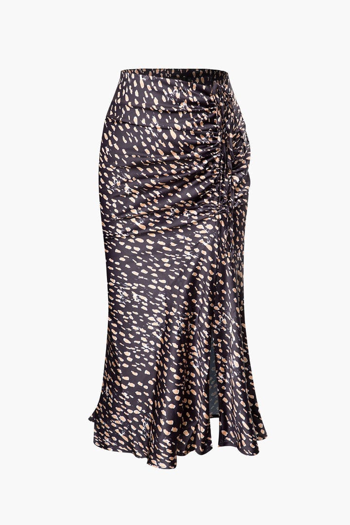 Moon 45 MULTICOLOR / 2XS Leopard Drawstring Slit Skirt