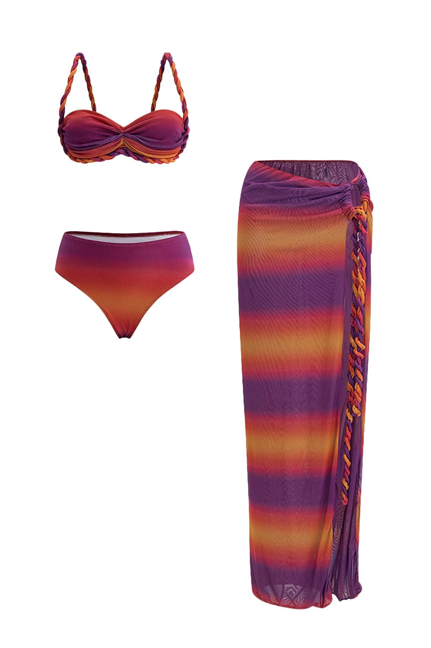 Moon 45 Multicolor / S Mesh Ombre Beach Three-Pieces Bikini Set