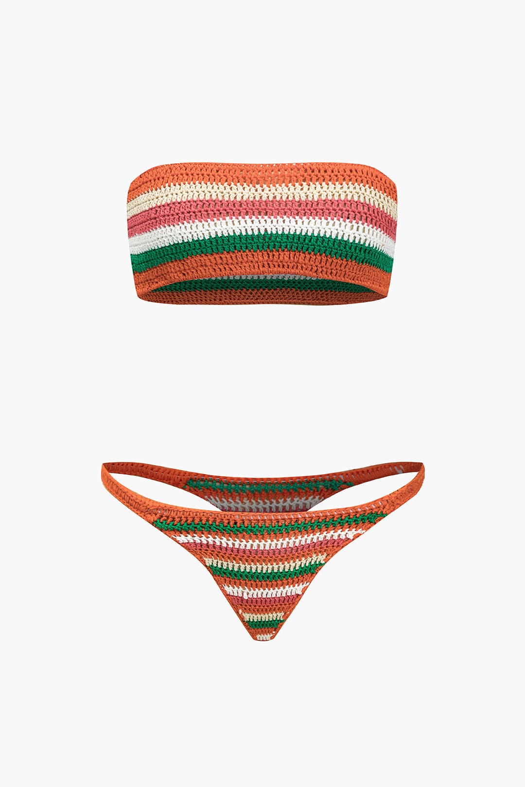 Moon 45 MULTICOLOR / S Rainbow Stripe Crochet Bikini Set