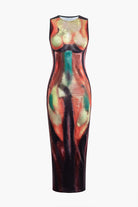 Moon 45 MULTICOLOR / XS Abstract Print Tank Midi Dress