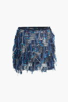 Moon 45 NAVY / XS Fringe Mini Skirt