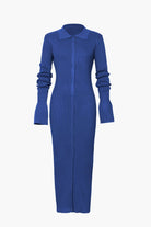 Moon 45 NAVY / XS Shell Sleeve Ribbed Maxi Dress