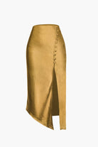 Moon 45 OCHRE / XS Asymmetric Slit Button Skirt