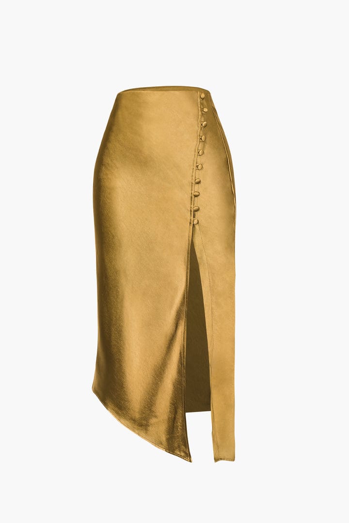 Moon 45 OCHRE / XS Asymmetric Slit Button Skirt