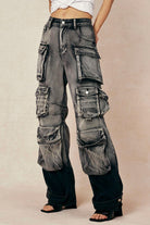 Moon 45 Ombre Multi Pocket Wide Leg Cargo Jeans