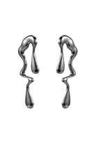 Moon 45 ONE SIZE / Dark Silver Chic Asymmetric Water Drop Earrings