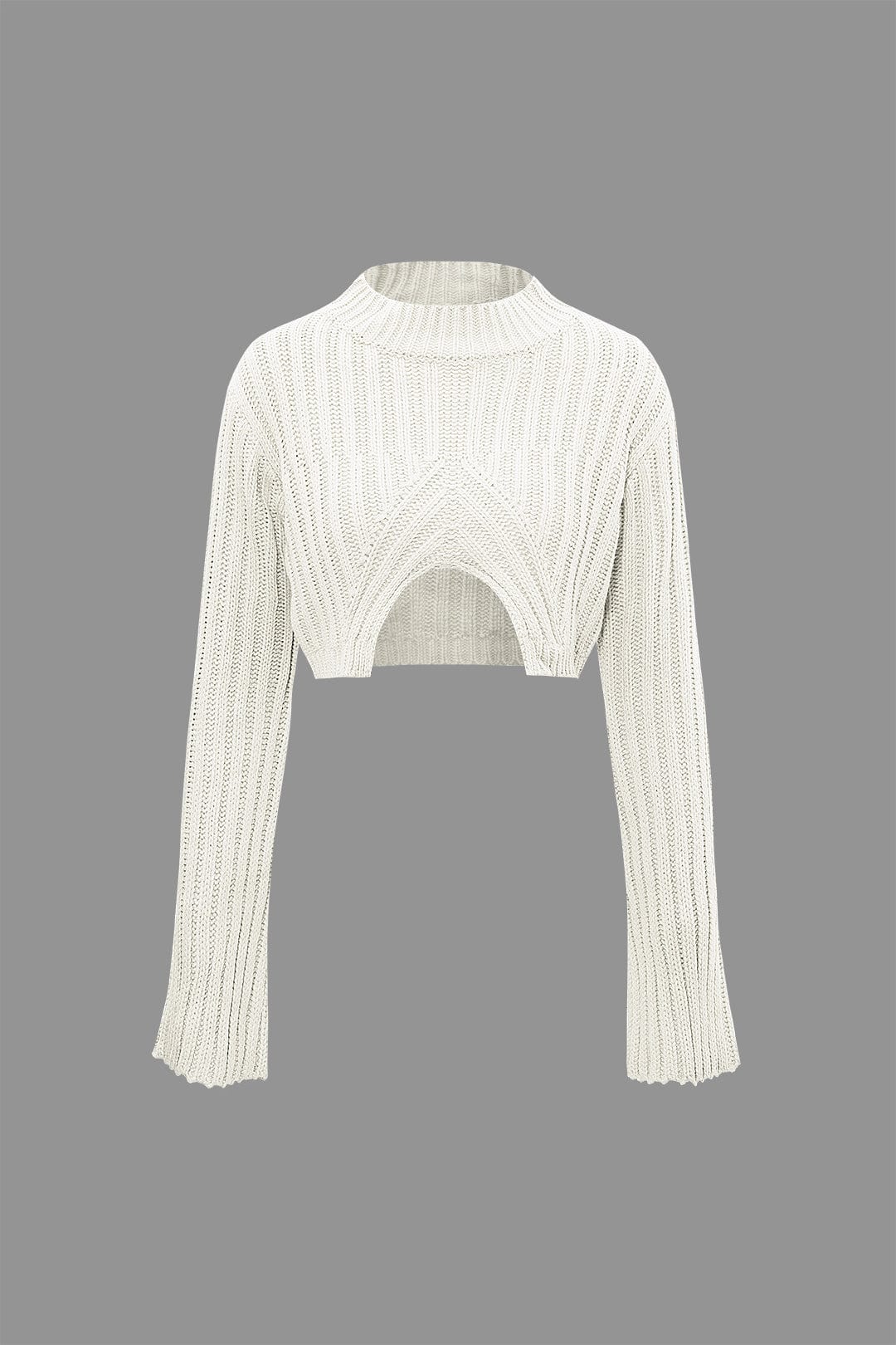 Moon 45 OPTICAL WHITE / S Slit Front Knit Crop Top