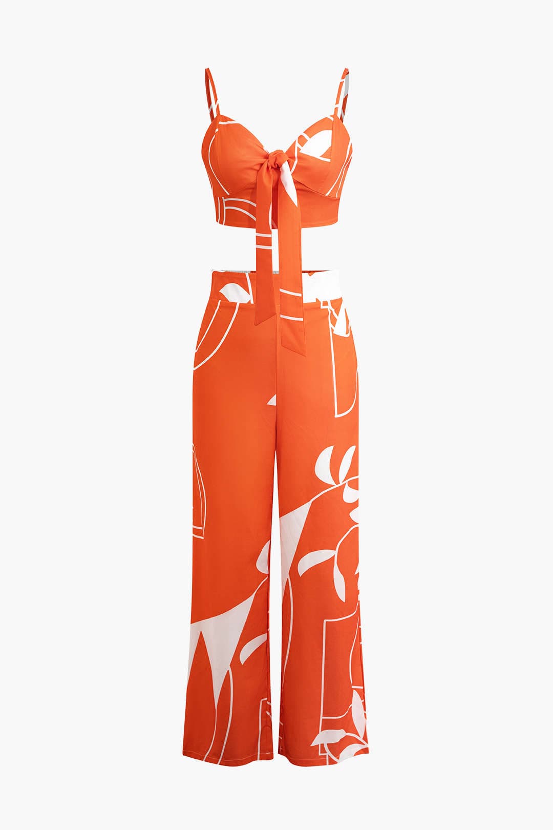 Moon 45 ORANGE / S Bamboo Leaf Print Cami Set