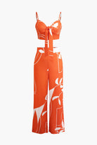 Moon 45 ORANGE / S Bamboo Leaf Print Cami Set