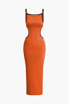 Moon 45 ORANGE / XS Contrast Cut Out Backless Slip Maxi Dress