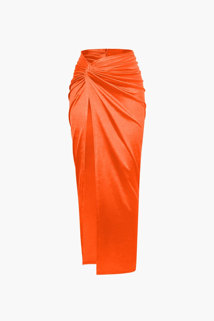 Moon 45 ORANGE / XS Twist Detail High Slit Skirt