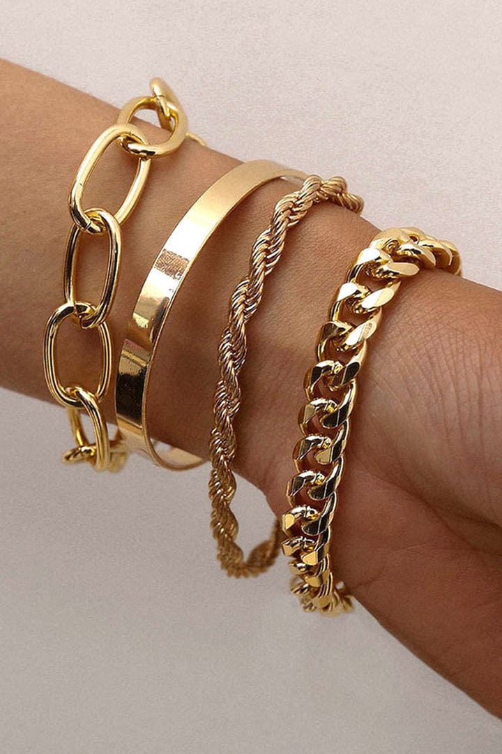 Moon 45 PURE GOLD / ONE SIZE Gleaming Cuban Chain Bracelet Set