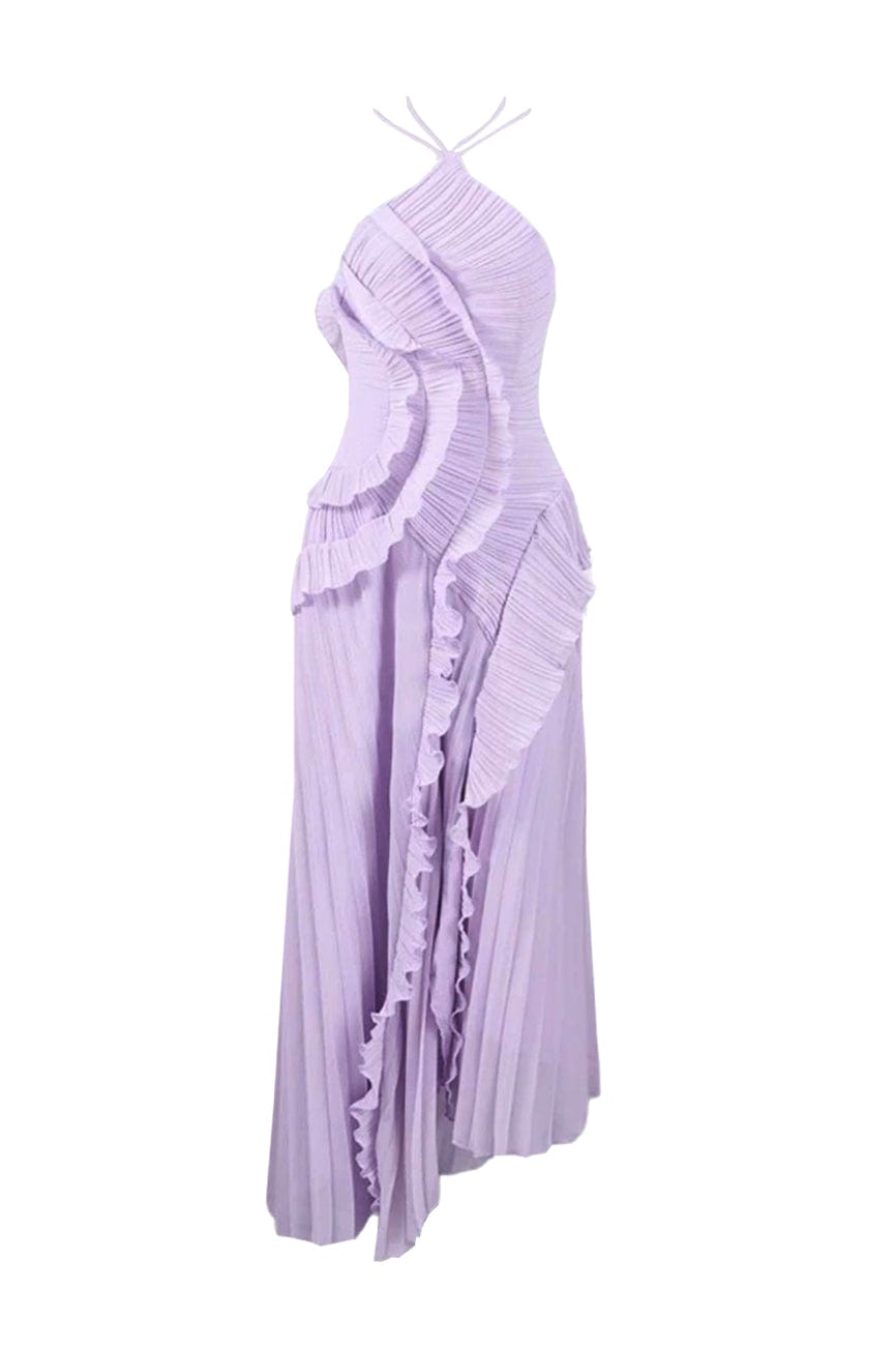 Moon 45 Purple / XS Halter Neck Ruffle Dress