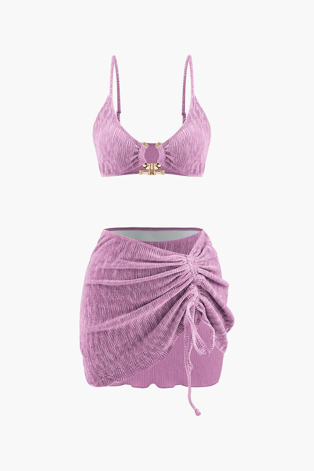 Moon 45 PURPLE / XS Velvet U-ring Bikini & Sarong Set