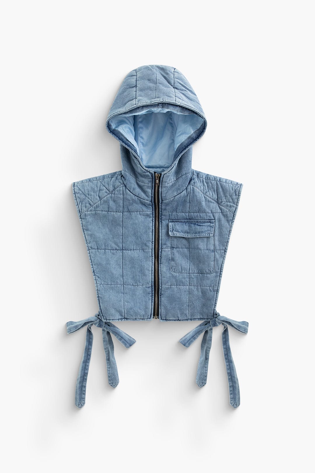 Moon 45 Quilted Knot Denim Hooded Vest