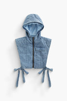 Moon 45 Quilted Knot Denim Hooded Vest