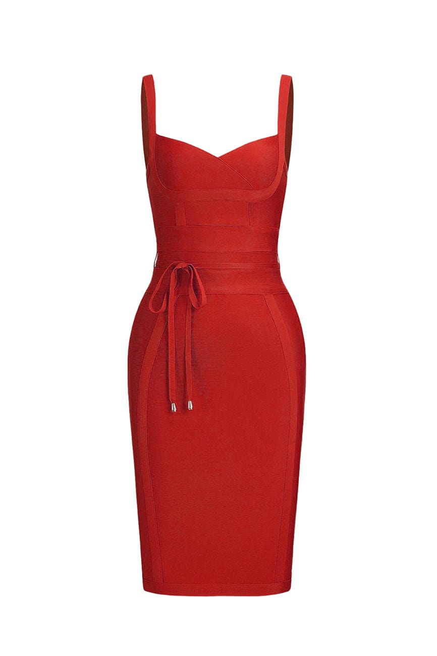 Moon 45 RED Bandage Knit Mide Dress