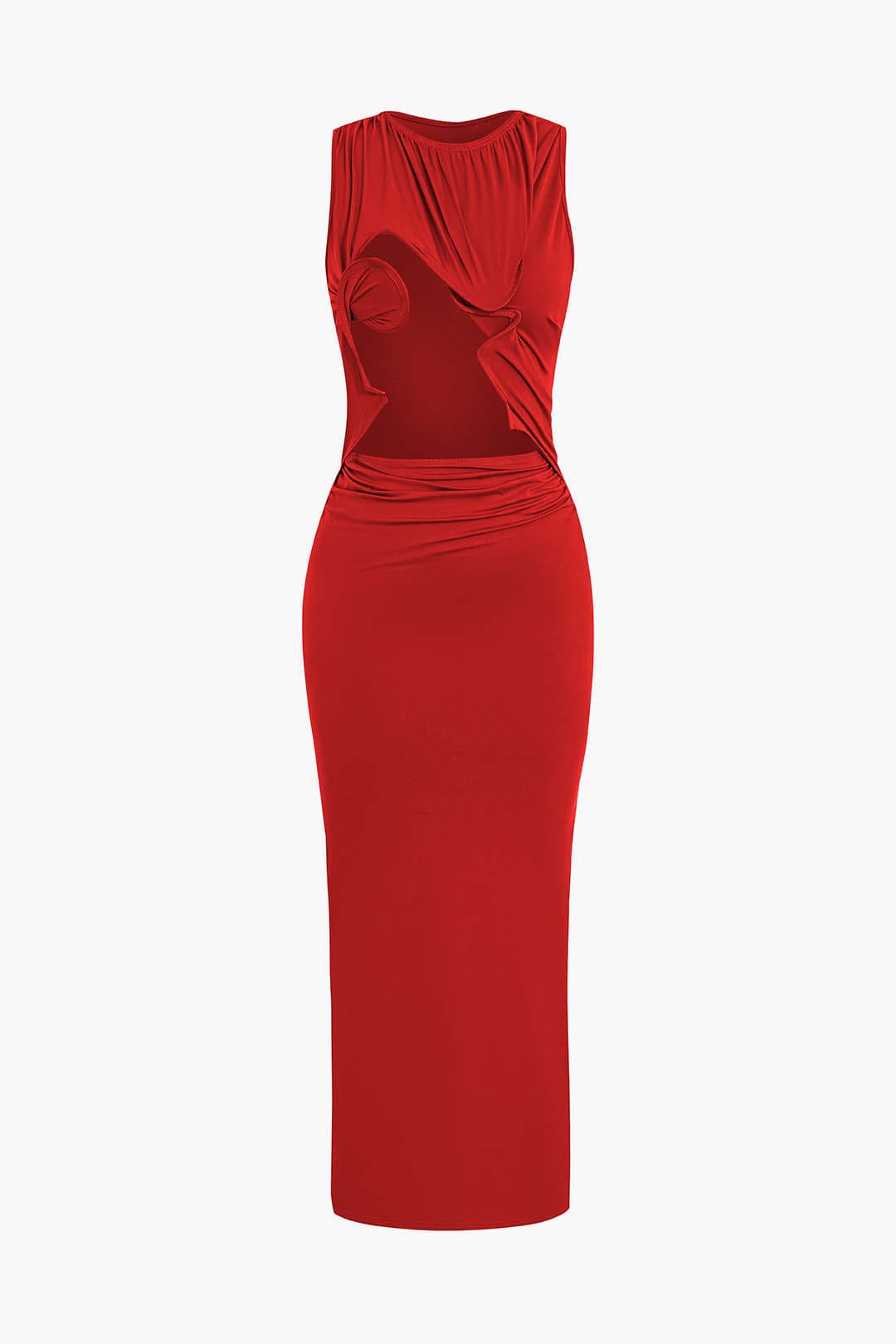 Moon 45 RED / S Cut Out Ruched Tank Maxi Dress