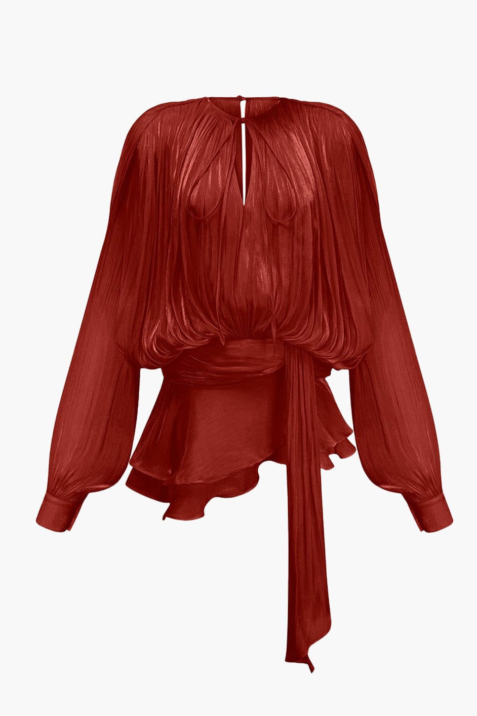 Moon 45 Red / S Fully-pleated Ruffled Mini Dress