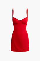 Moon 45 RED / XS Basic Solid Bustier Slip Mini Dress