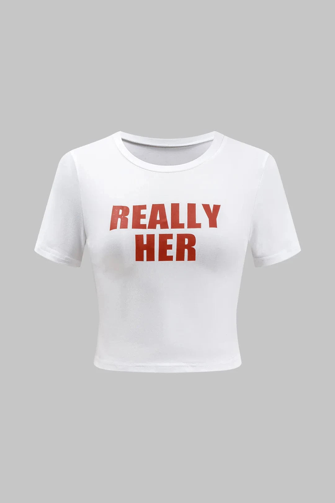 Moon 45 Red / XS Letter Print Round Neck Short Sleeve T-Shirt