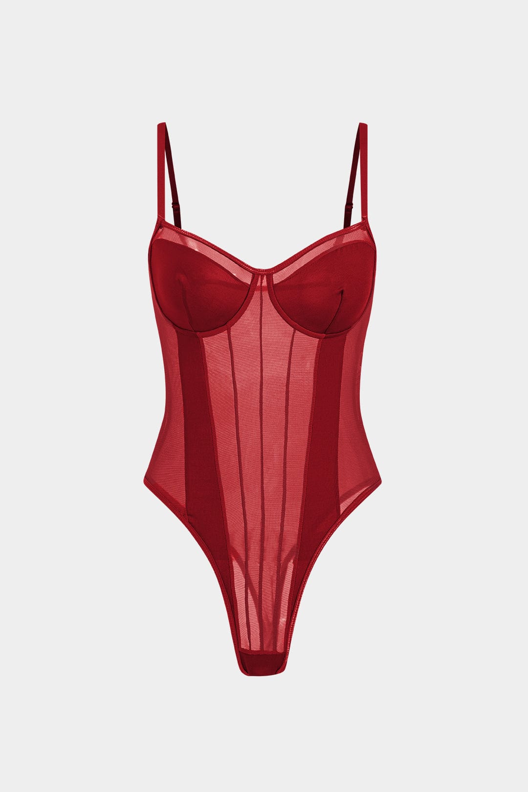 Moon 45 Red / XS Mesh Backless Sheer Patchwork Corset Slip