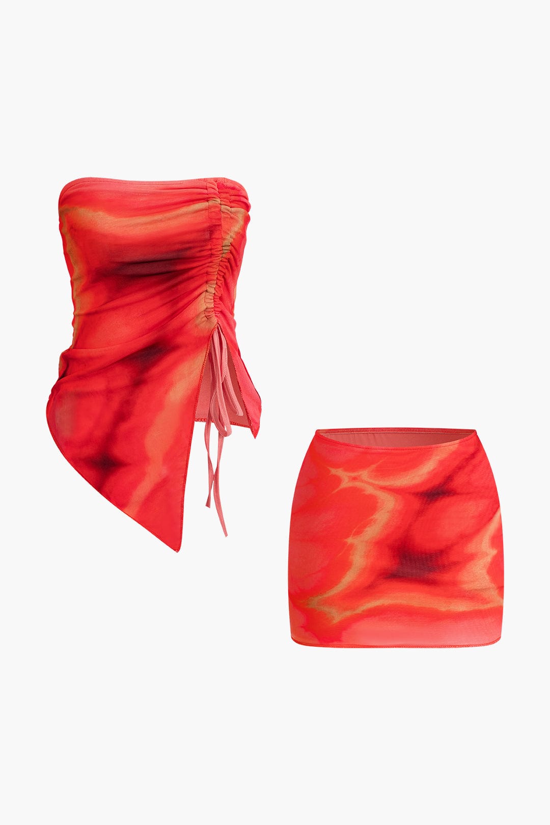 Moon 45 RED / XS Tie Dye Asymmetrical Tube Set