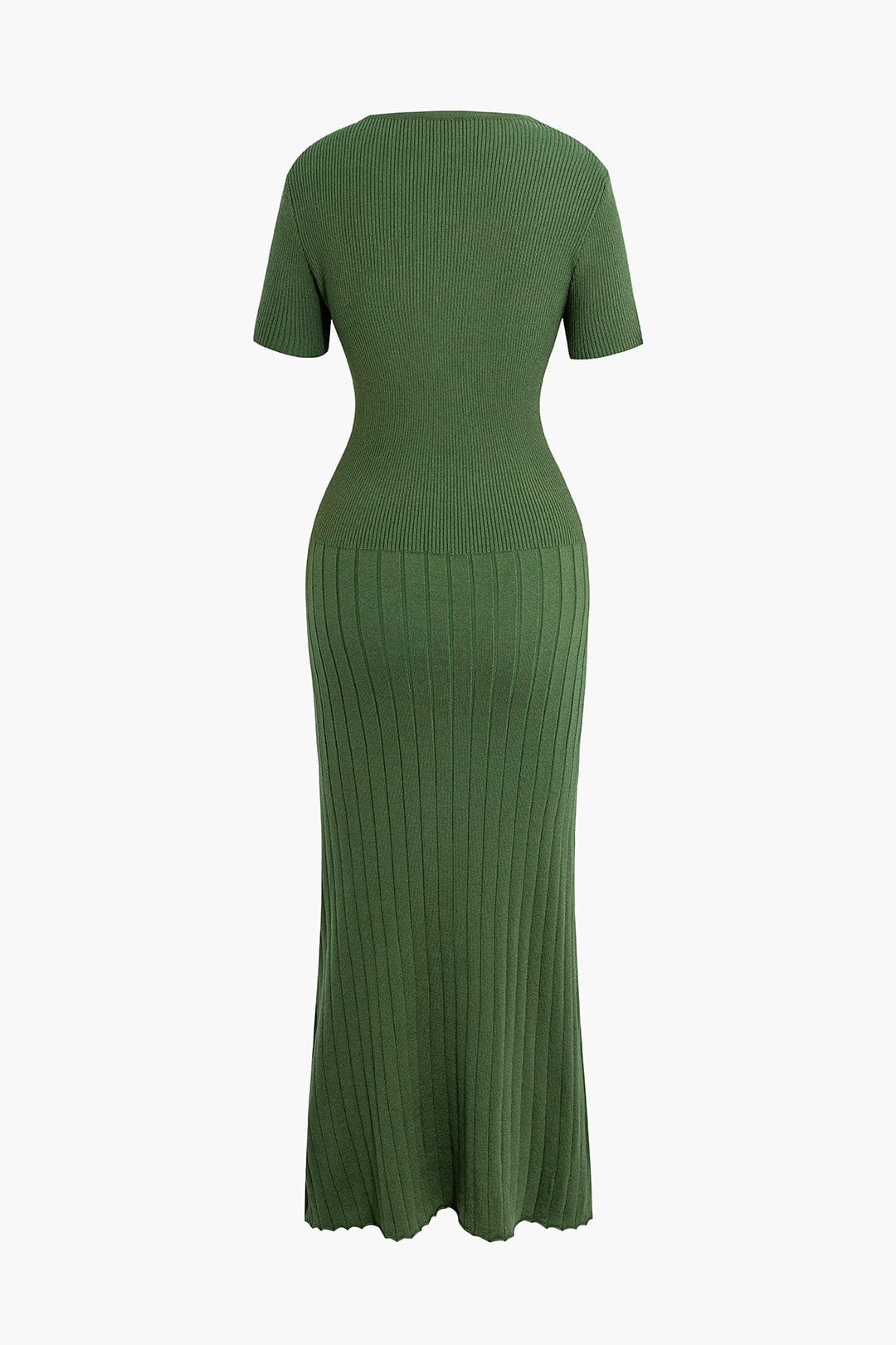 Moon 45 Ribbed Knit V-neck Midi Dress