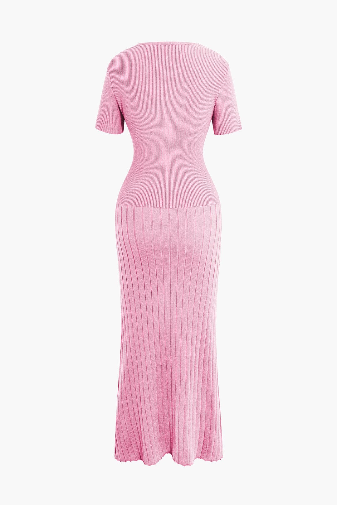 Moon 45 Ribbed Knit V-neck Midi Dress