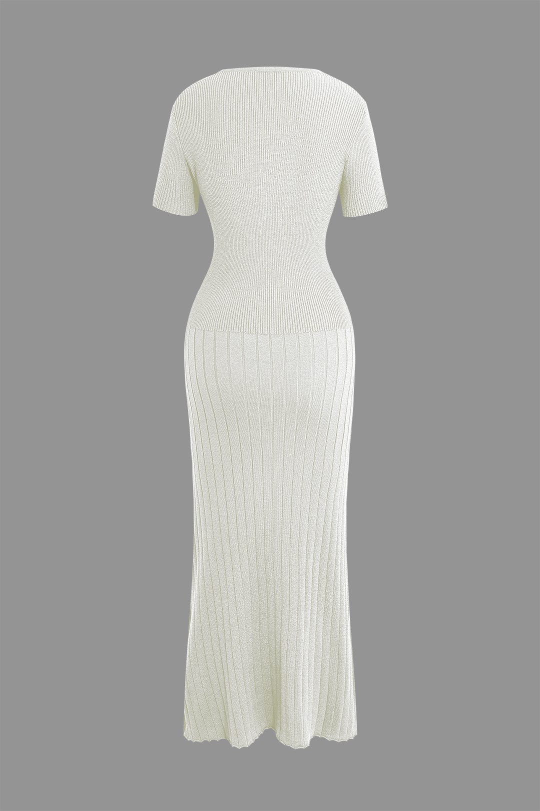 Moon 45 Ribbed Knit V-neck Midi Dress