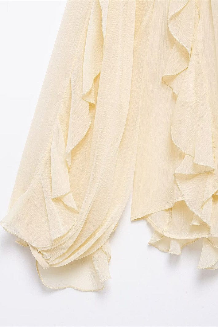 Moon 45 Ruffle-Trimmed Sheer Loose Top